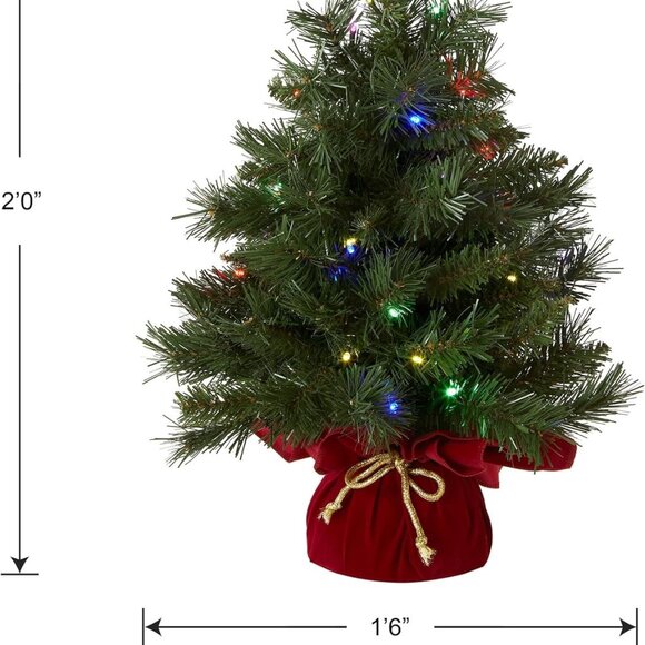 NWT National Tree Company 24" Prelit Christmas Tree 35 Color LED Lights Battery - Picture 4 of 5